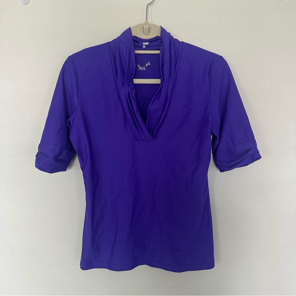 Tzu Tzu‎ Vibrant Purple Half Sleeve Blouse Size Medium
